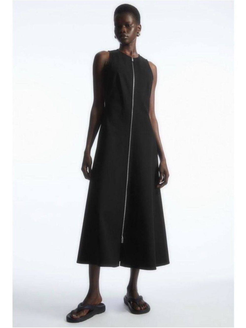COS Flared Zip-Up Midi Dress